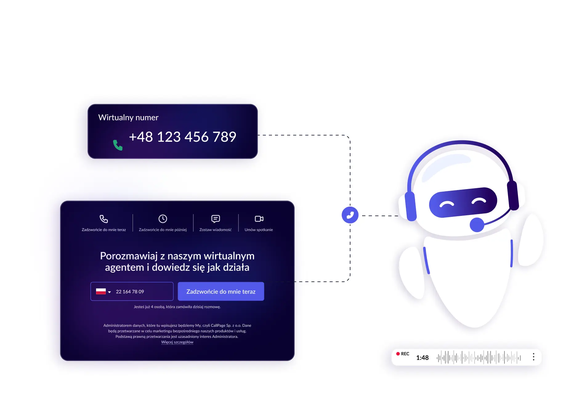 AI Voice Agent - agent głosowy obsługujący połączenia przez widget kontaktowy i numer wirtualny