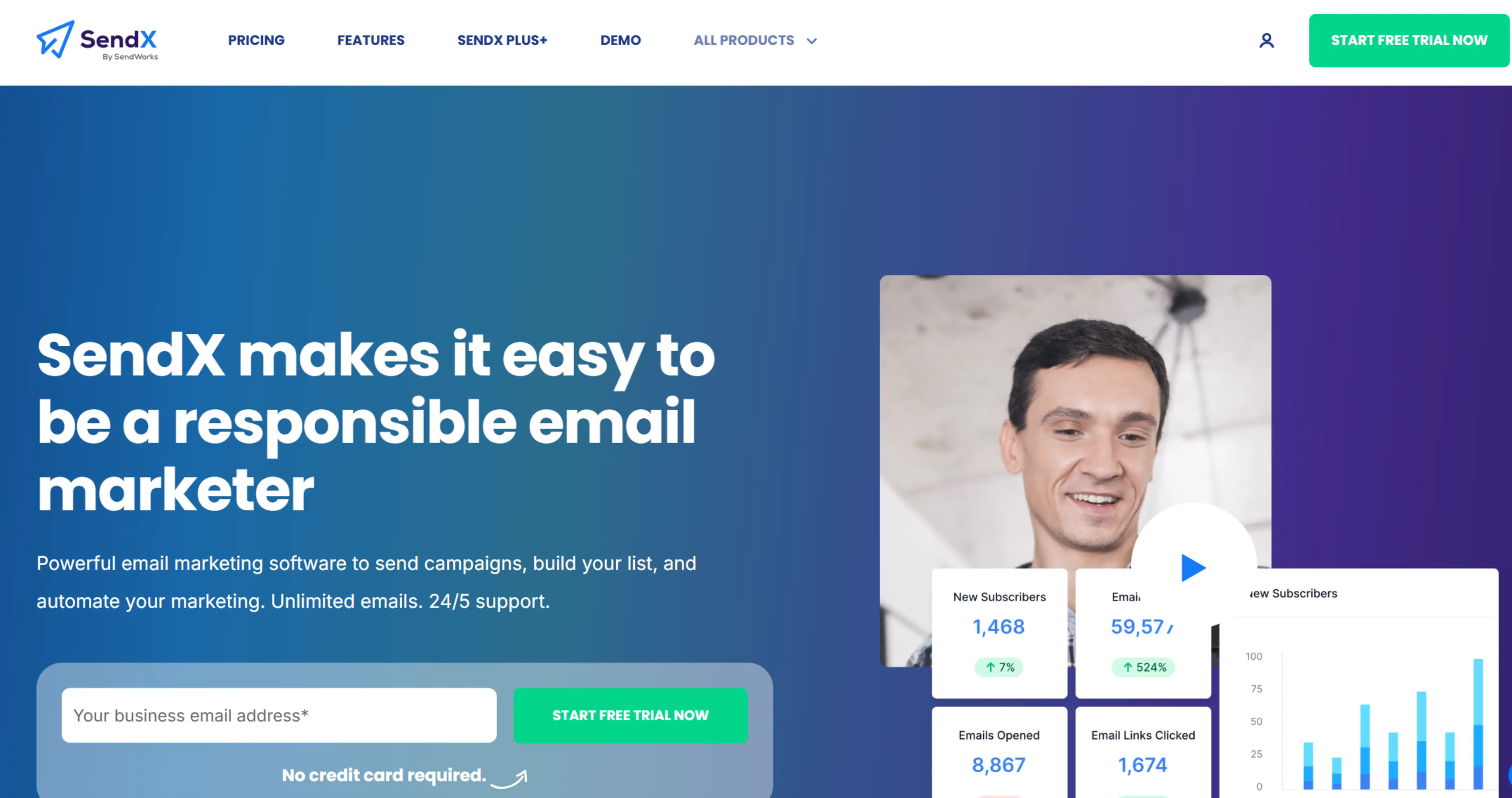 SendX homepage