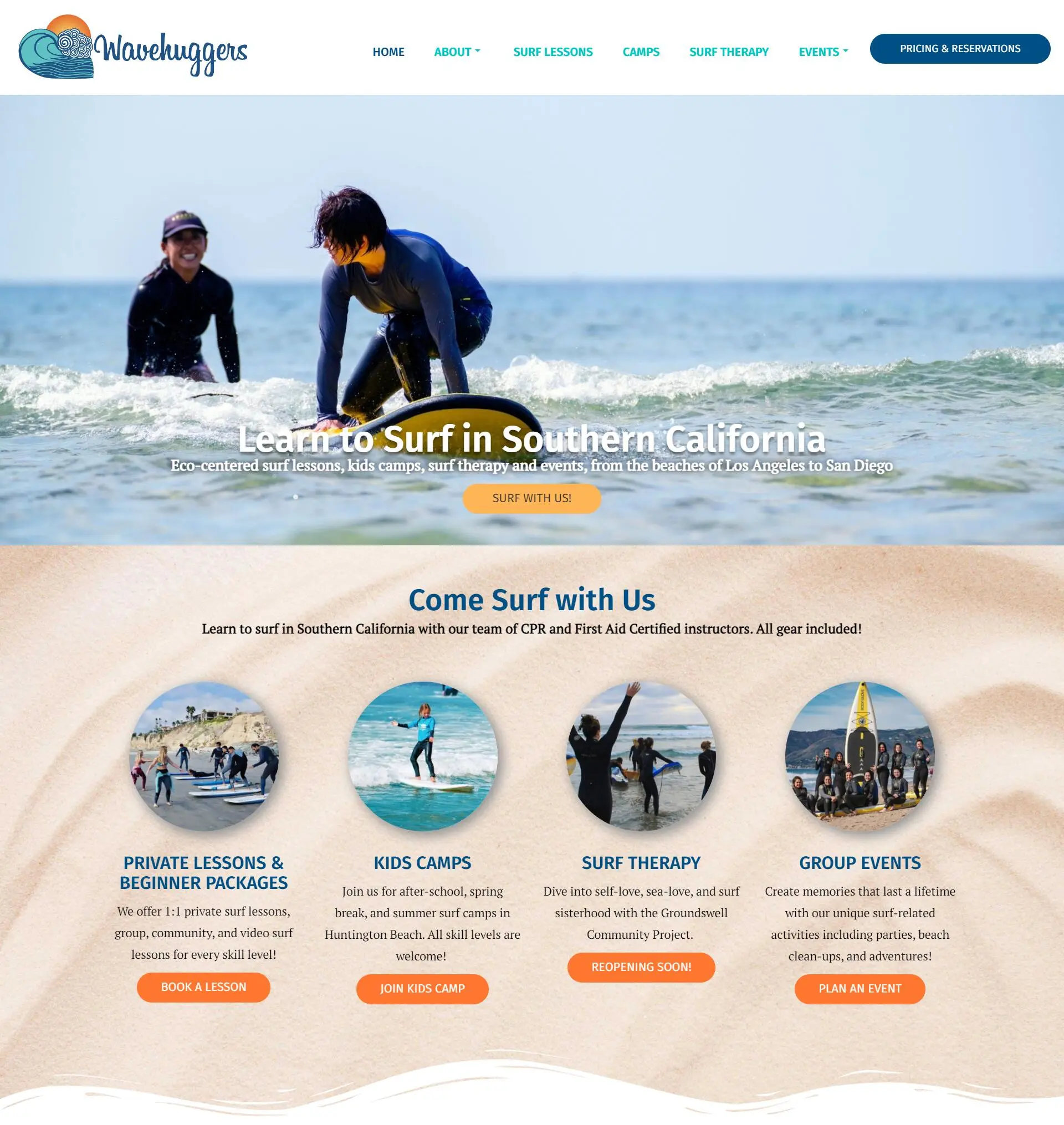 Wavehuggers landing page