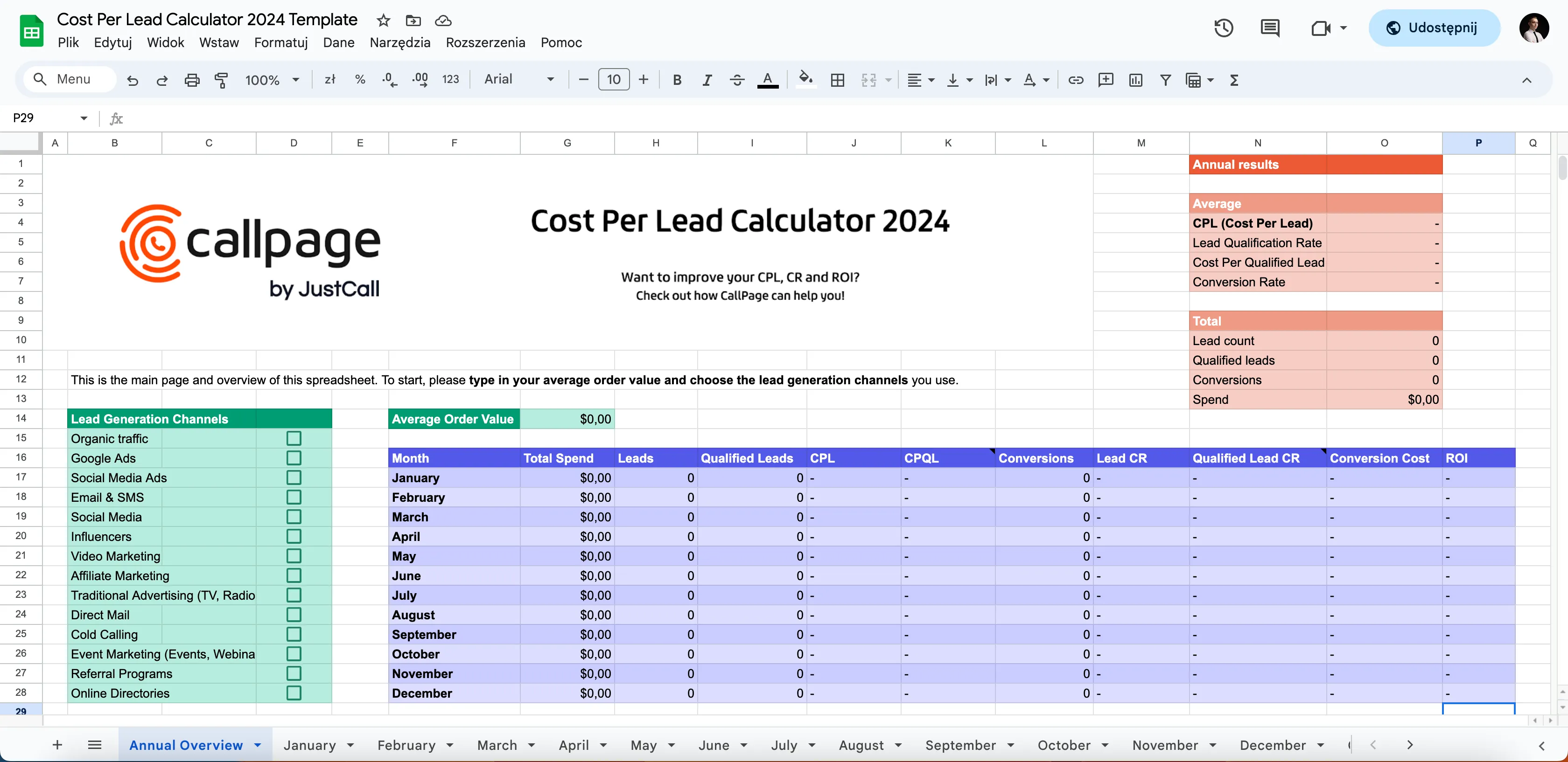 Cost per lead (CPL) calculator by CallPage