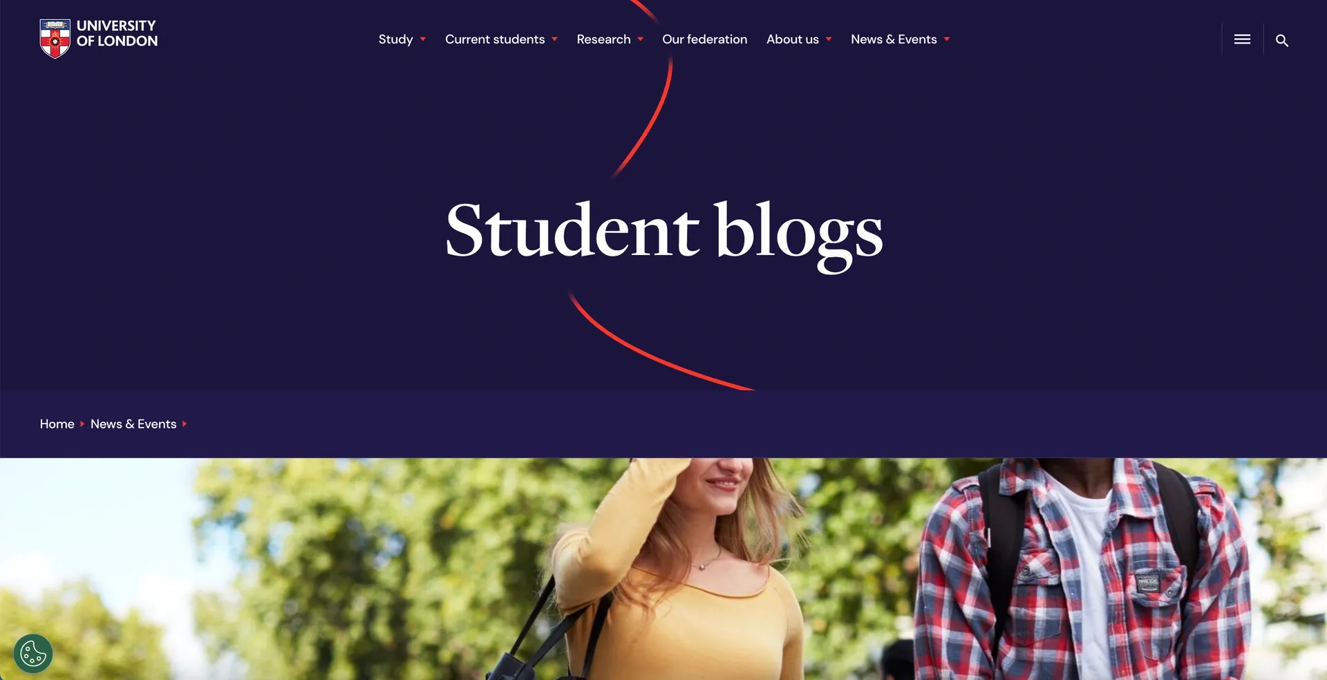 University of London student blogs web page