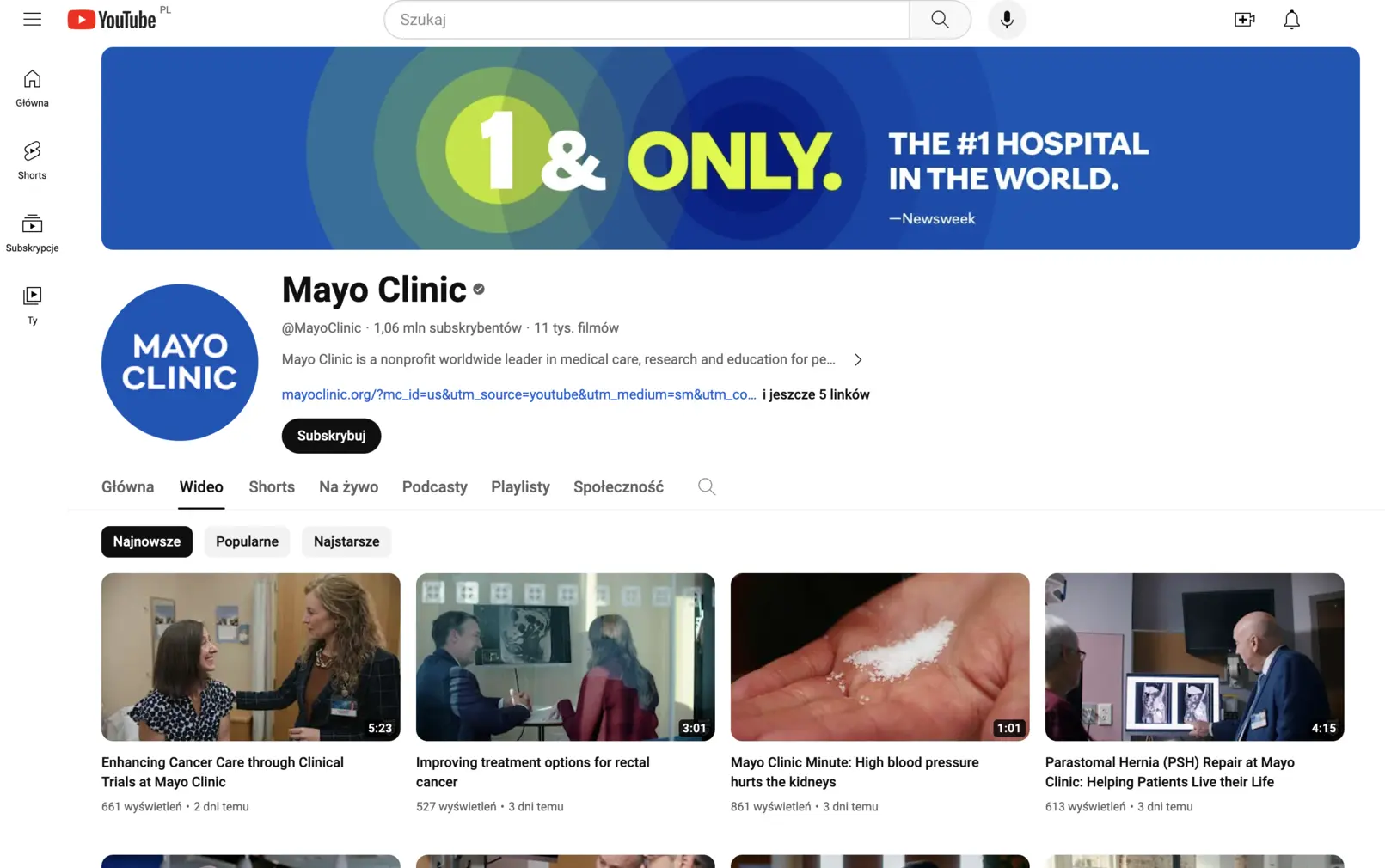 Mayo Clinic youtube channel