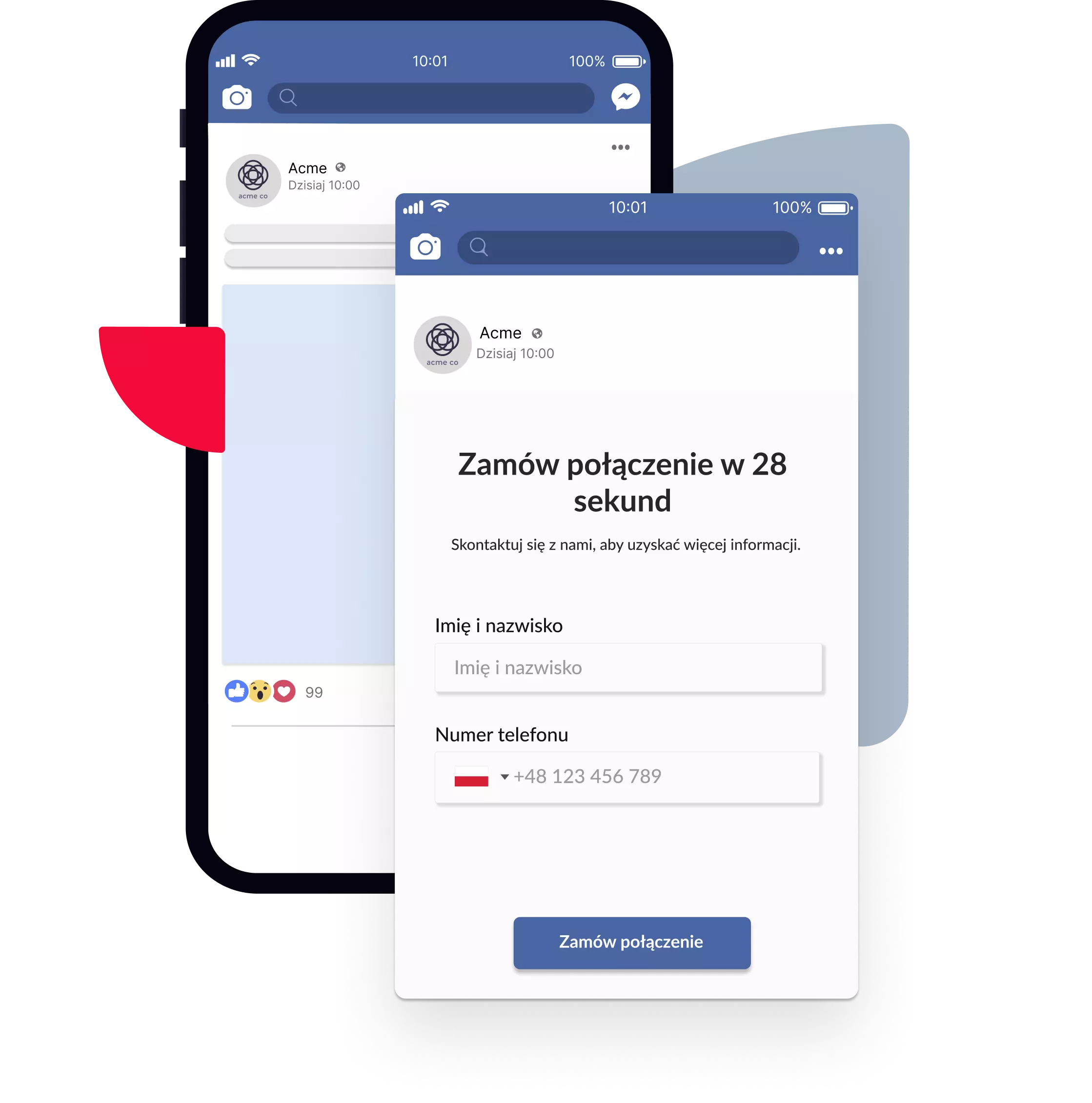 połączenie widgetu kontaktowego CallPage z formularzem reklamowym na Facebooku